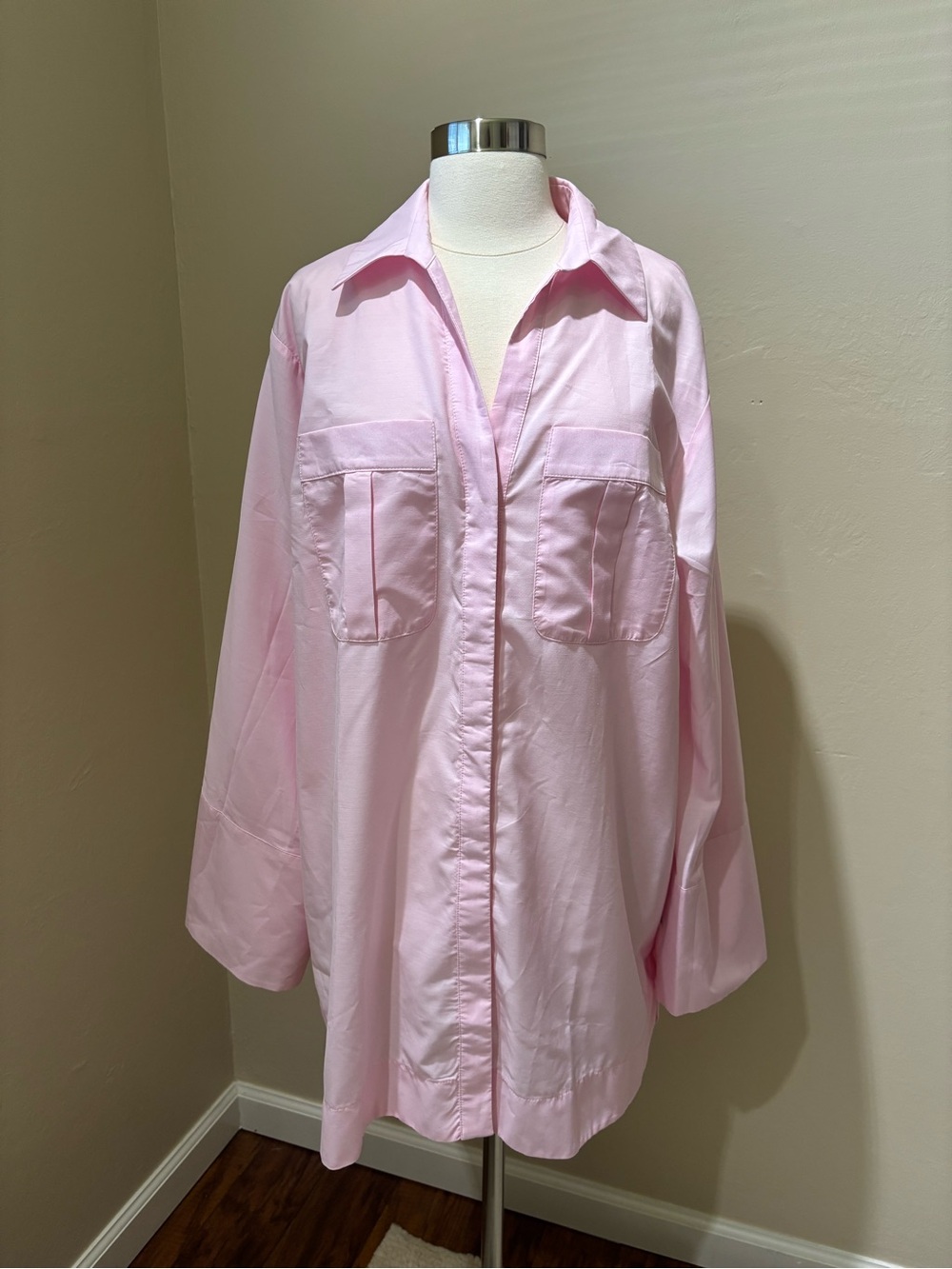 ASOS Women’s Relaxed Fit Pink Button-Up Dress